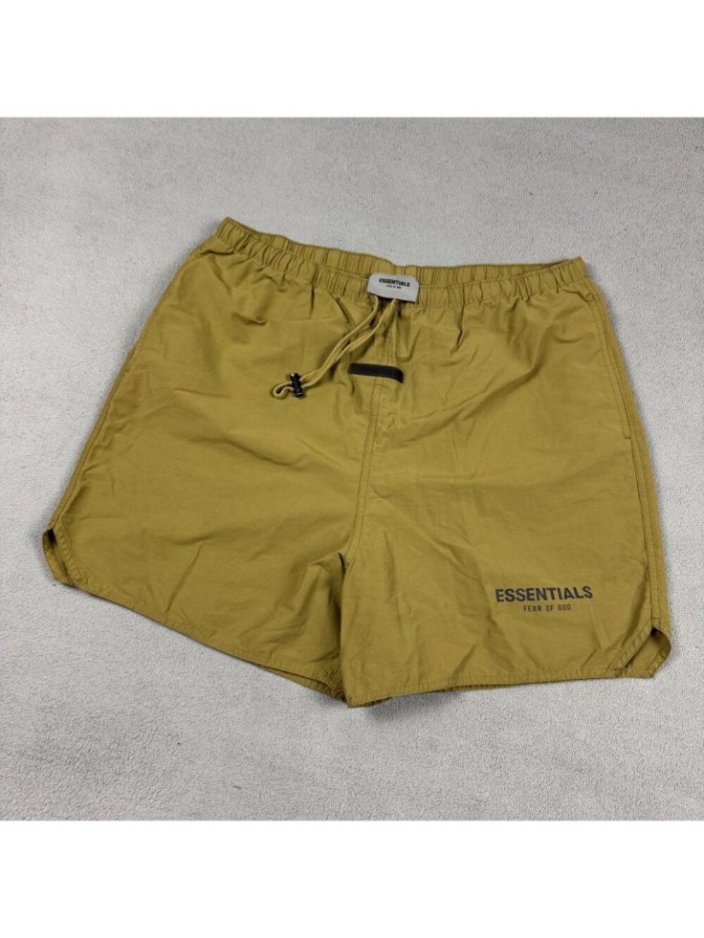 Fear of God Essentials Volley Shorts Mens XL Harvest Mustard Yellow Nylon FOG